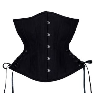 Timeless Trends, Black Cotton Corset, Hourglass, Regular, W/Hip Ties, 28